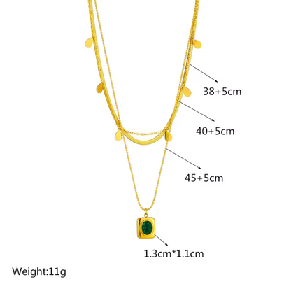 Mystic Layered Emerald Necklace