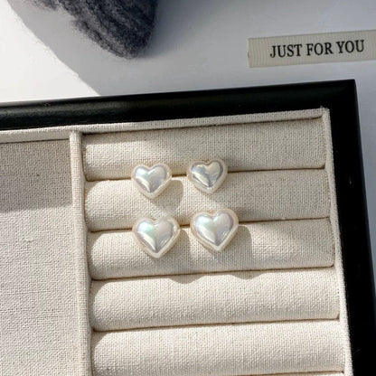 Loving Hearts Pearl Stud Earrings