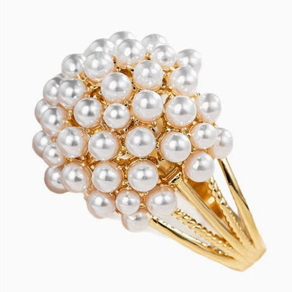 Elegant Colored Inlaid Pearl Ring