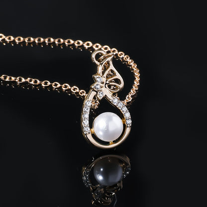 Golden Bow Pearl Jewelry Set