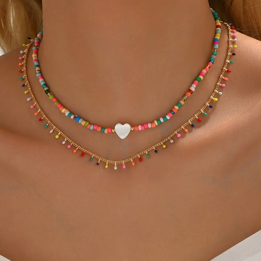 Minimal Rainbow Beaded Necklace