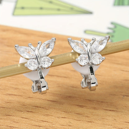 Elegant Zirconia Butterfly Clip Earrings