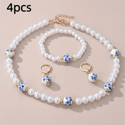 Porcelain Bloom Pearl Jewelry Set