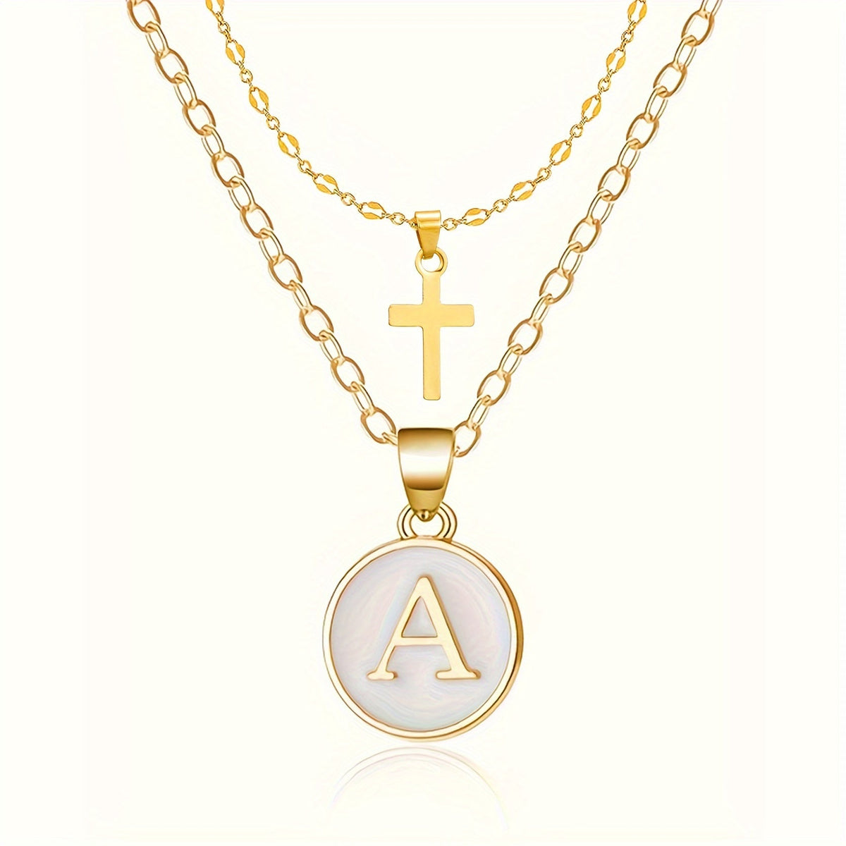 Timeless Cross and Initial Necklace Set
