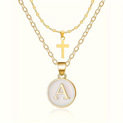 Timeless Cross and Initial Necklace Set