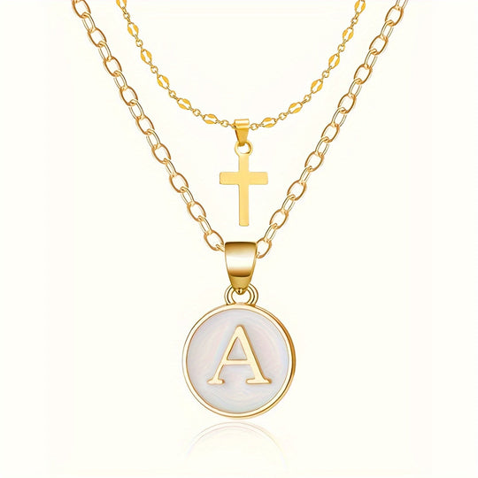 Timeless Cross and Initial Necklace Set