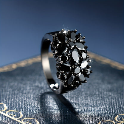 Elegant Shimmery Black Zirconia Ring