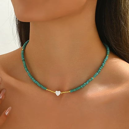 Minimal Turquoise Heart Necklace