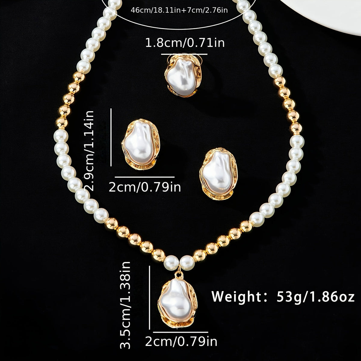 Golden Baroque Pearl Jewelry Set