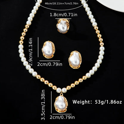 Golden Baroque Pearl Jewelry Set