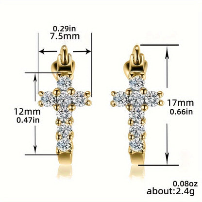 Charming Cross Zirconia Earrings