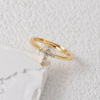 Radiant Adjustable Cross Zirconia Ring