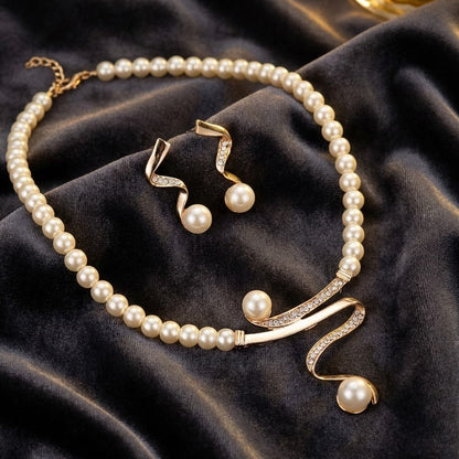 Elegant Wave Pearl Jewelry Set