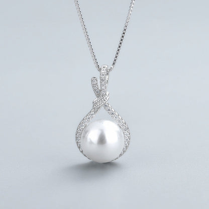 Graceful Pearl Twist Pendant Necklace