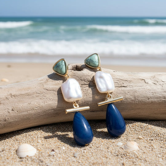 Luxe Turquoise Pearl Drop Earrings