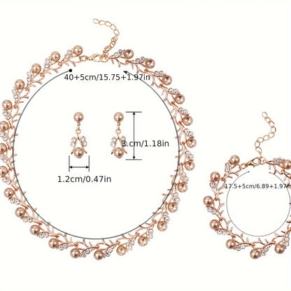 Radiant Golden Pearl Vine Jewelry Set