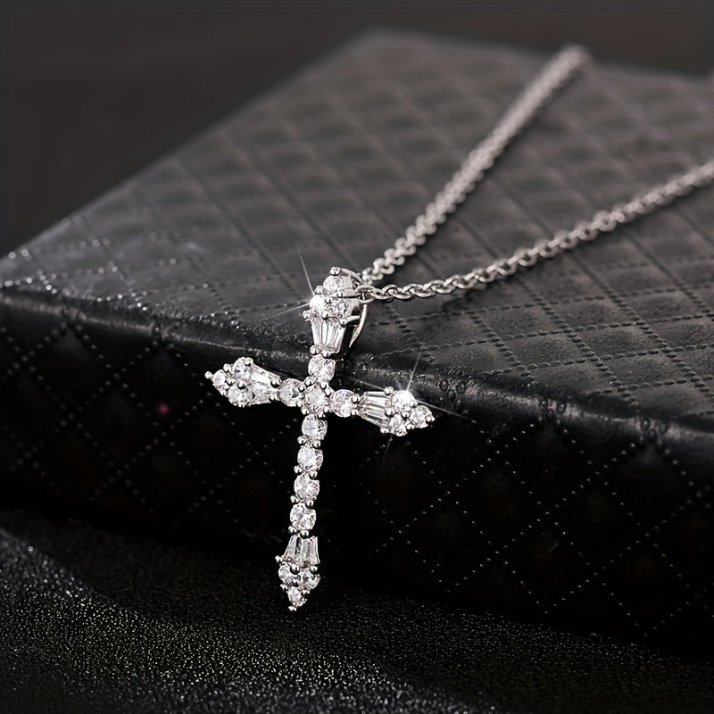Sophisticated Zirconia Cross Necklace
