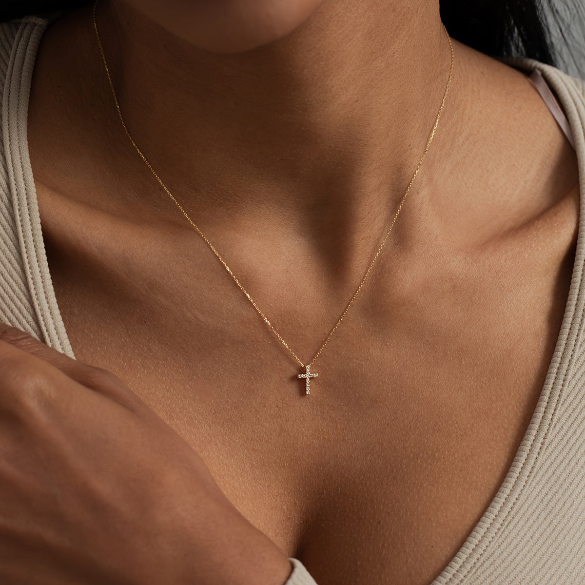 Refined Mini Cross Necklace