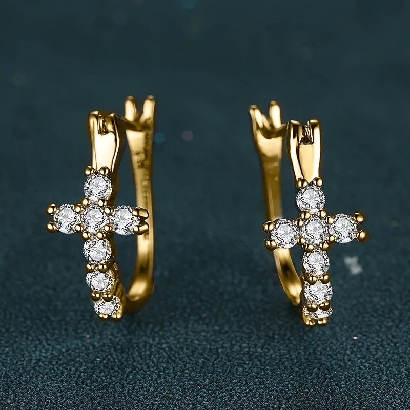 Charming Cross Zirconia Earrings