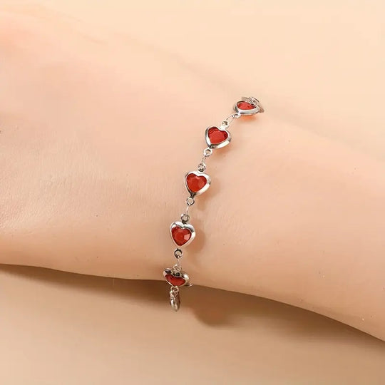 Sophisticated Garnet White Gold Bracelet