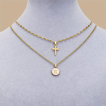 Timeless Cross and Initial Necklace Set