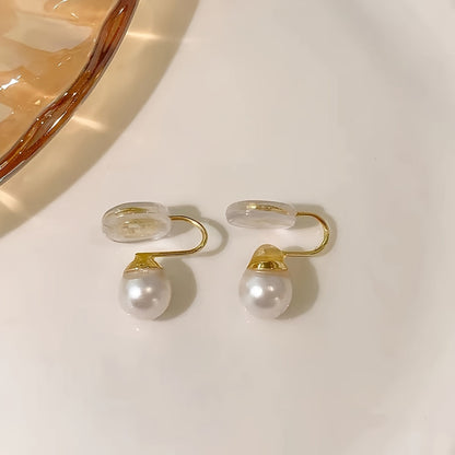 Vintage Round Pearl Clip Earrings