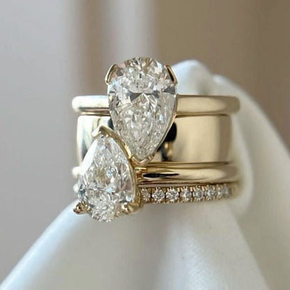 Elegant Dual Zirconia Drop Ring