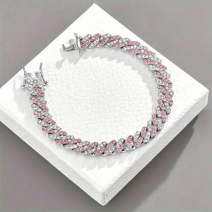 Elegant Rosé Sapphire Cuban Bracelet