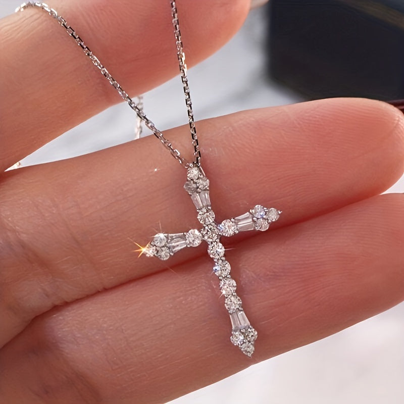 Sophisticated Zirconia Cross Necklace
