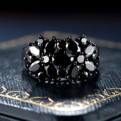 Elegant Shimmery Black Zirconia Ring