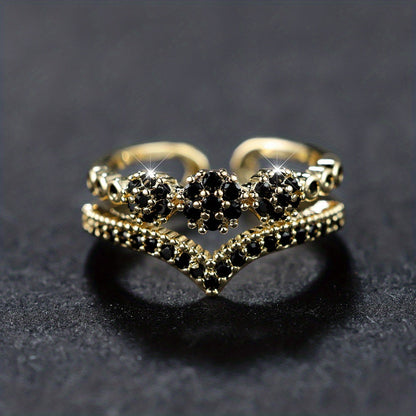 Elegant Double Layer Gold Ring