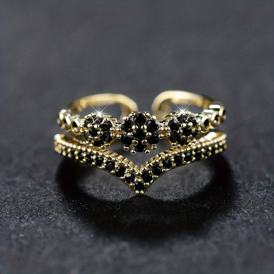Elegant Double Layer Gold Ring