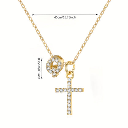 Charming Initial Cross Necklace