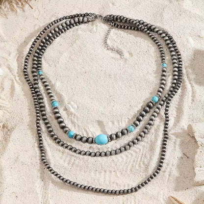 Turquoise Triple-Strand Necklace Modern Necklace
