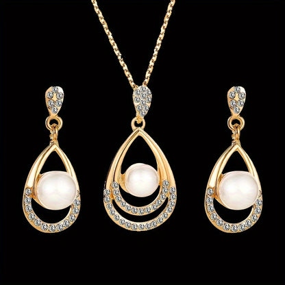 Encircled Pearl Drop Jewelry Set
