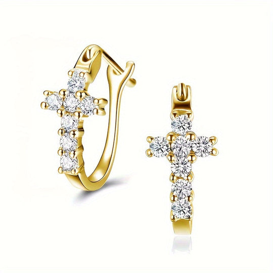 Charming Cross Zirconia Earrings