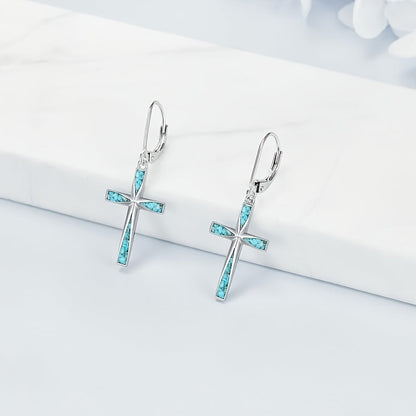 Vintage Turquoise Cross Earrings