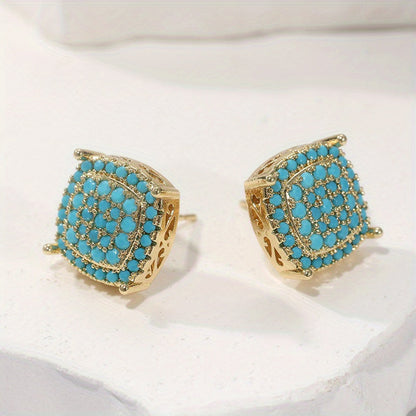 Beautiful Square Turquoise Stud Earrings