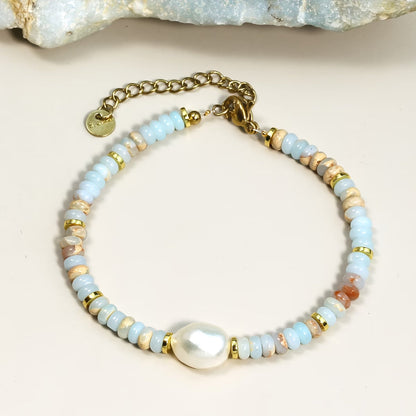 Elegant Beach Pearl Turquoise Bracelet