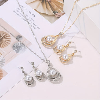 Encircled Pearl Drop Jewelry Set