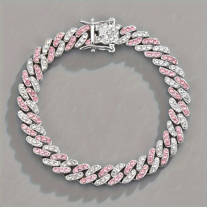 Elegant Rosé Sapphire Cuban Bracelet