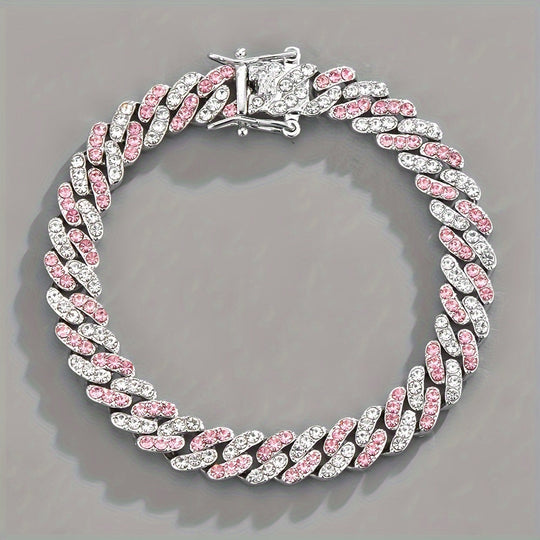 Elegant Rosé Sapphire Cuban Bracelet