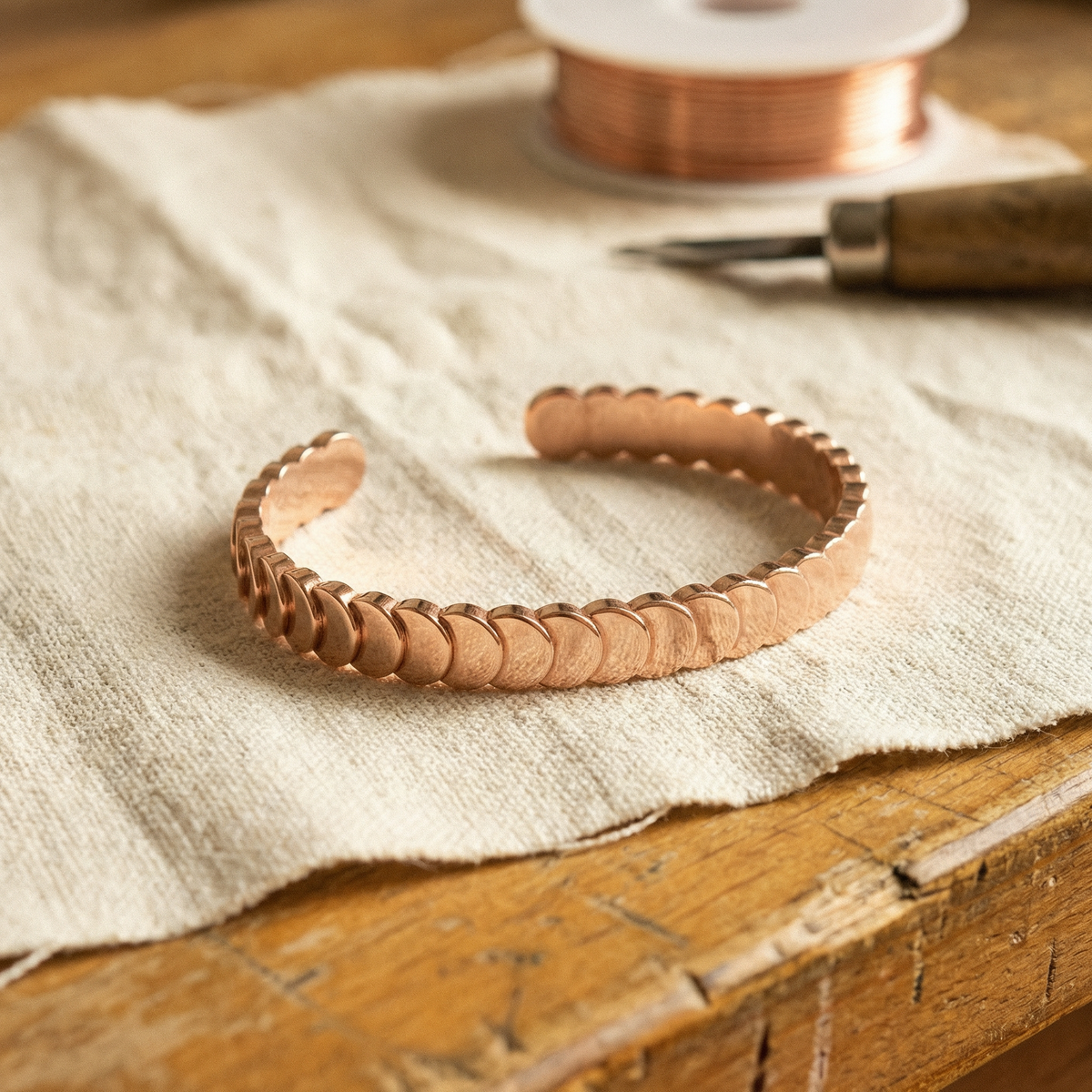 Adjustable Copper Scale Bracelet