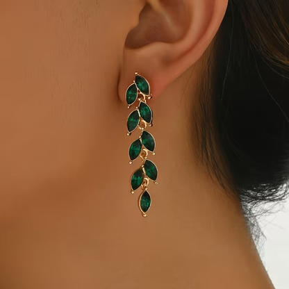 Elegant Gold Leaf Cascade Earrings