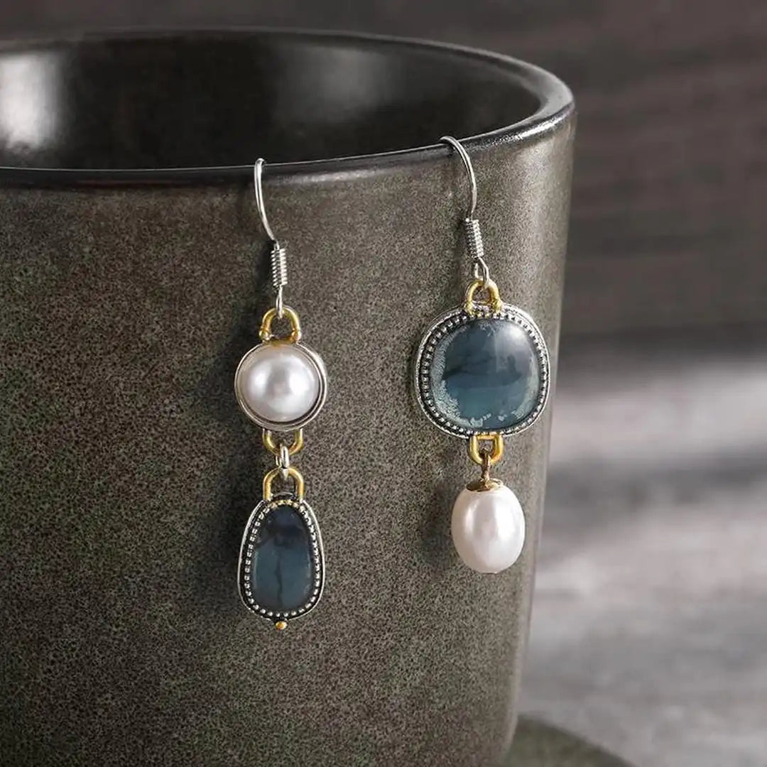 Elegant Blue Pearl Earrings