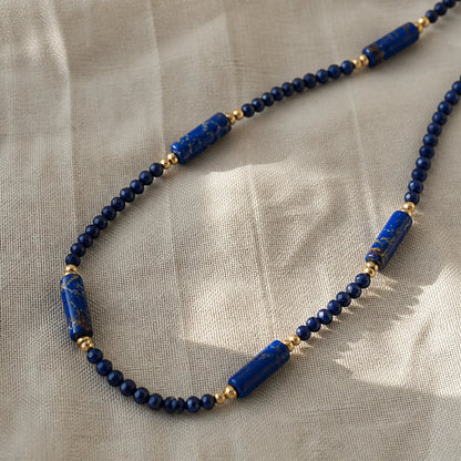 Minimal Lapis Beaded Necklace