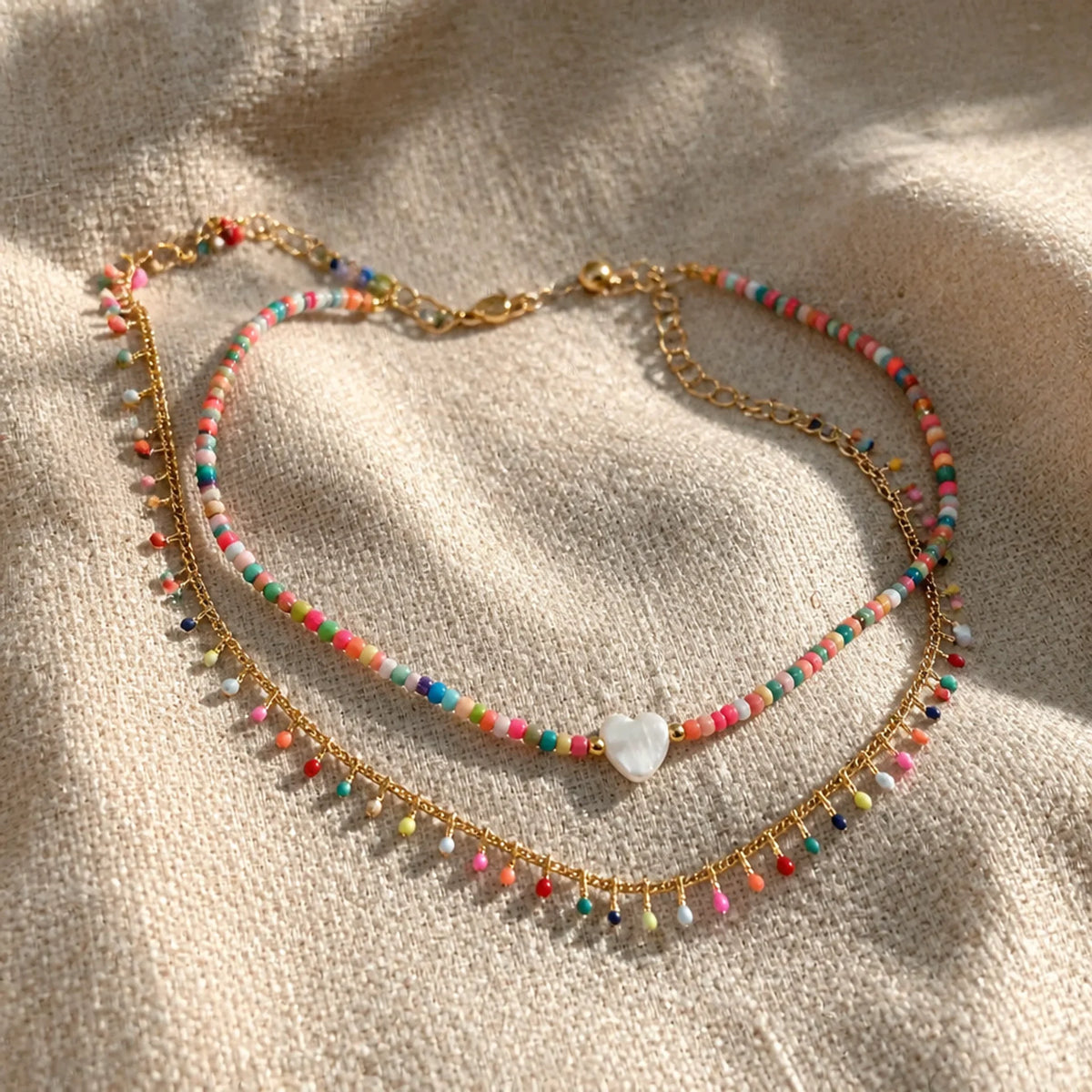 Minimal Rainbow Beaded Necklace