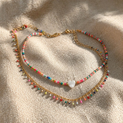 Minimal Rainbow Beaded Necklace