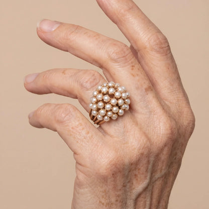 Classic Inlaid Pearl Gold Ring