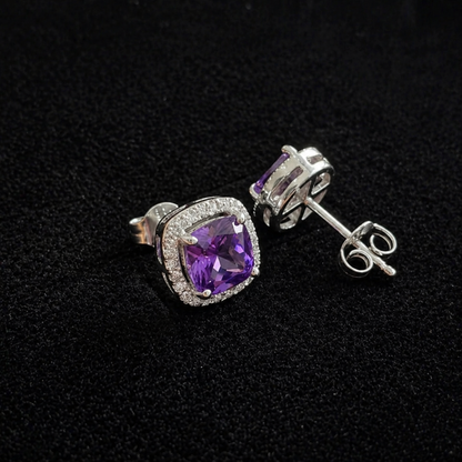 Sophisticated Amethyst Square Studs